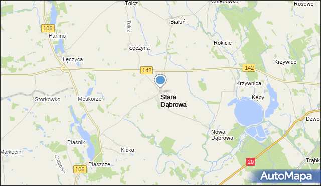 mapa Stara Dąbrowa, Stara Dąbrowa powiat stargardzki na mapie Targeo
